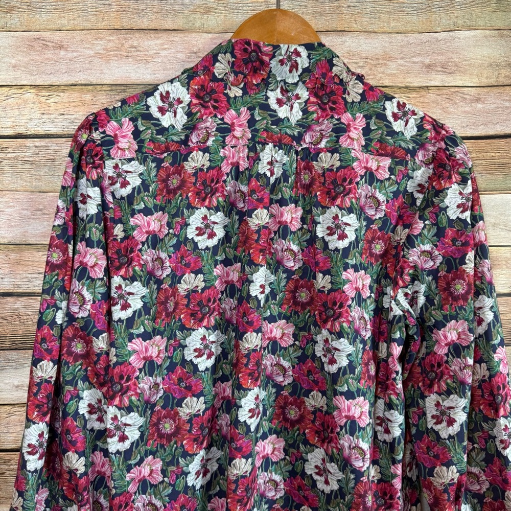 J. Crew Women's Scalloped Sleeve Top in Liberty Poppy Amelie Floral Blouse Sz S - Picture 9 of 10